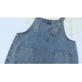 thumbnail image 6 of ibiyuan Girls Denim Overalls Casual Wide Leg Jumpsuit Elastic Waist Suspenders Jeans with Pockets Fashion Personality Pants Sky Blue,10-11 Years, 6 of 7