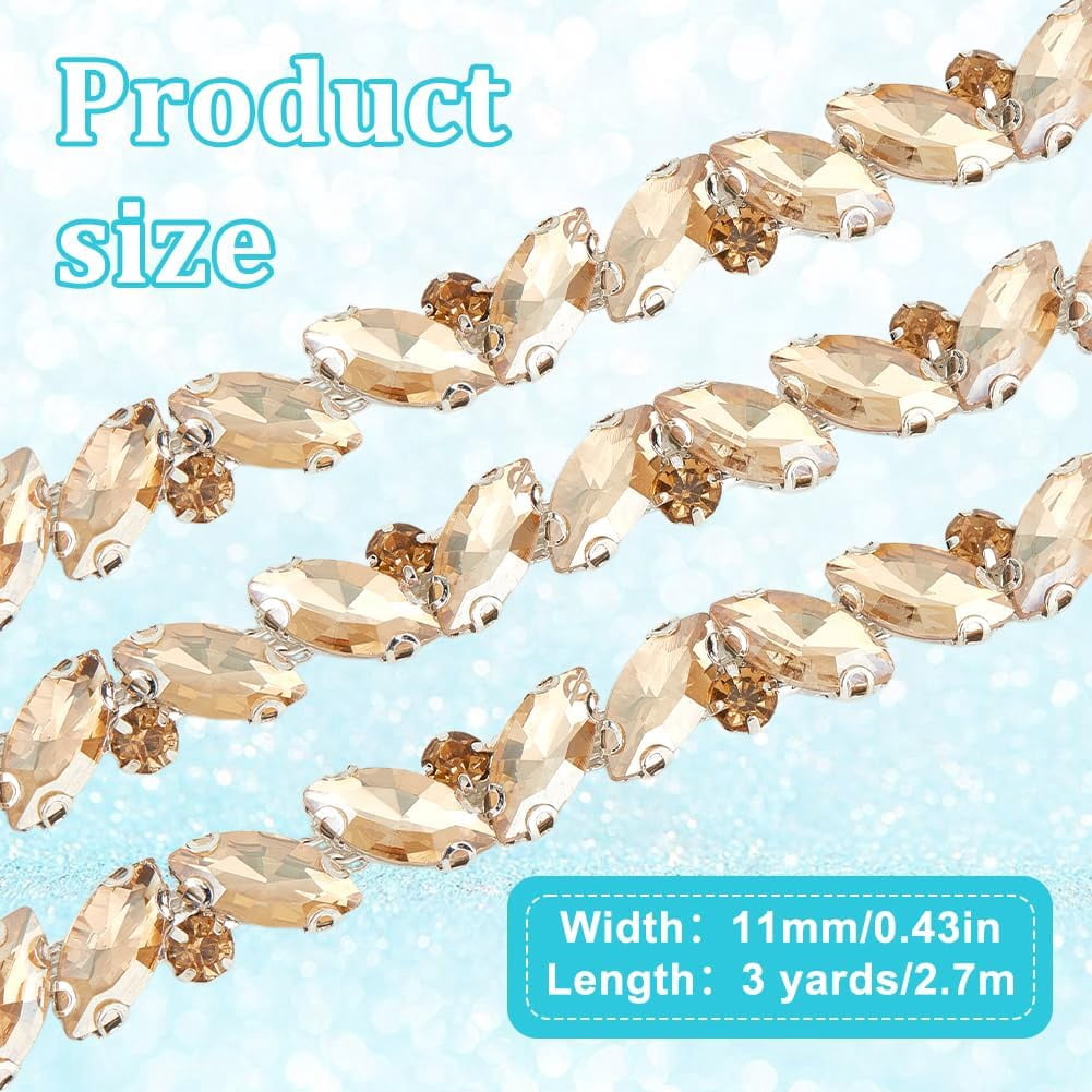 3 Yards(2.7m) Rhinestone Trim Chain Bling Rhinestones Chain for Clothes Applique Stringing Ribbon for Sewing DIY Jewelry Wedding Party Bracelets Craft Bridal Bouquets Embellishment (Silver) Black DIY