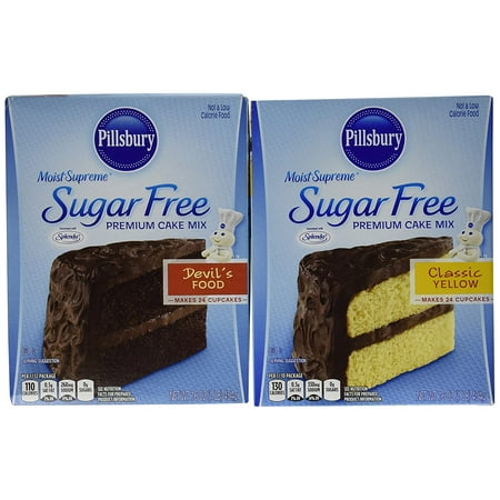 Pillsbury Sugar Free Cake Mix Value Bundle - 1 Box Sugar Free Devils Food Cake & 1 Box Sugar Free Classic Yellow Cake
