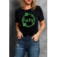 thumbnail image 4 of ABPHQTO Camiseta de manga corta con estampado de trébol de la suerte y lentejuelas de San Patricio negro para mujer, 4 of 5