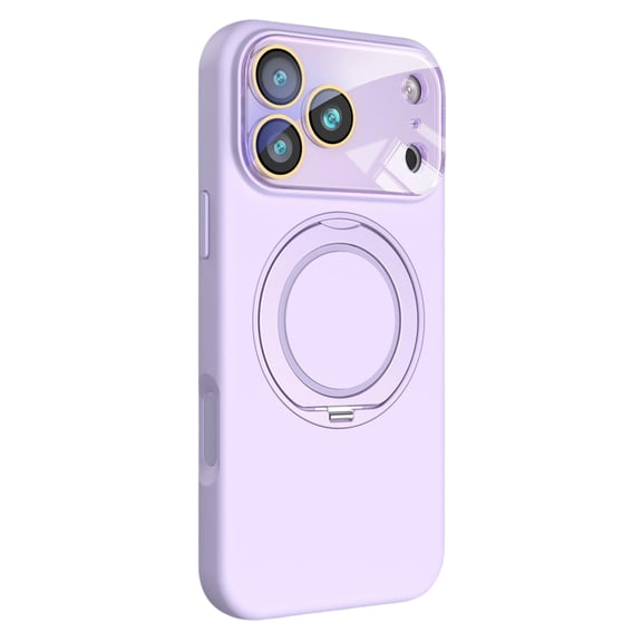 Magnetic Case for iPhone 17 Pro Max with Lens Protector, Luxury 360° Rotating Ring Stand Holder Glossy Ultra Slim Shockproof Protective TPU PC Phone Case Cover for iPhone 17 Pro Max, Purple