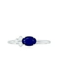 thumbnail image 4 of Rosec Jewels 3/4 CT Oval Cut Blue Sapphire Promise Ring with Diamond Trio, 925 Sterling Silver, US 9.50, 4 of 9