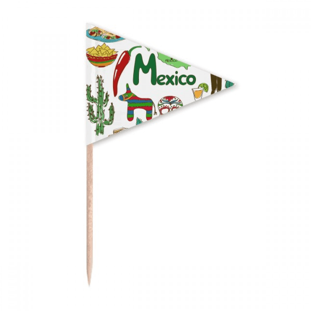 Animaux de Paysage du Mexique Drapeau National Cure-Dent Triangle Toppers de Cupcake Drapeau
