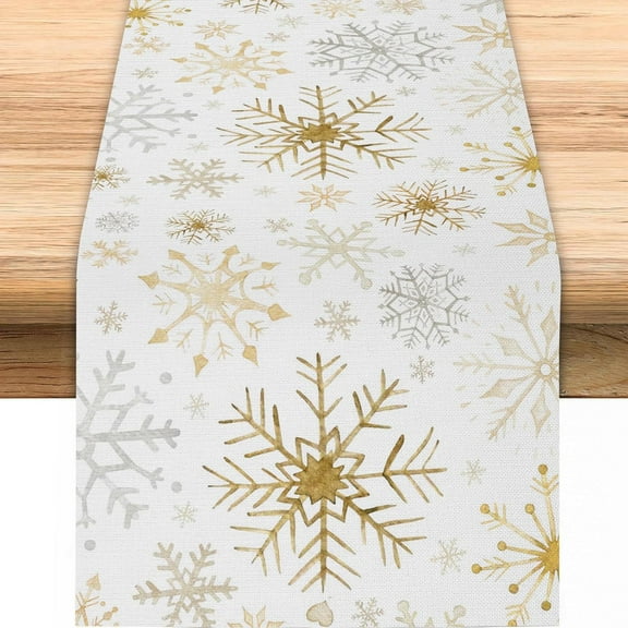 Christmas Table Runner Xmas Snowflakes Dining Table Farmhouse Christmas Decorations Winter Table Runner Indoor Home Decor 13x72 Inch