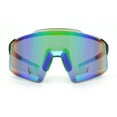 thumbnail image 4 of Mens Color Mirror Oversized Shield Sport MTB Style Plastic Sunglasses Black Green - Green Mirror, 4 of 8