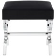 thumbnail image 3 of Maklaine Velvet Upholstered Ottoman with Acrylic X-Legs in Black, 3 of 8