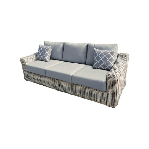 Hawaii Three-Tone Wicker Gray/Off White/Beige Sofa in Light Beige Cushion