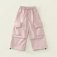 thumbnail image 2 of zbxnLI Girls Cargo Pants Fashion High Elastic Waist Drawstring Wide Leg Sweatpants Outdoor Trousers, 2 of 9
