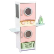KidKraft Laundry Playset, Wooden Stacking Washer and Dryer, Pastel
