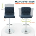 thumbnail image 4 of Modern Upholstered Bar Stool with Back, Armless 360° Swivel Adjustable Height Linen Padded Bar Chair for Kitchen Island, Dining Room, or Café (Dark Blue), 4 of 9