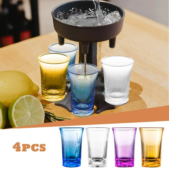 Copas de Vino Acrílicas, Diseño Irrompible, Juego Multicolor, Elegantes para Uso En Interiores y Exteriores, Perfectas para Fiestas, Juego de 4 Piezas, Capacidad de 35 Ml, Fácil Cuidado, Lav