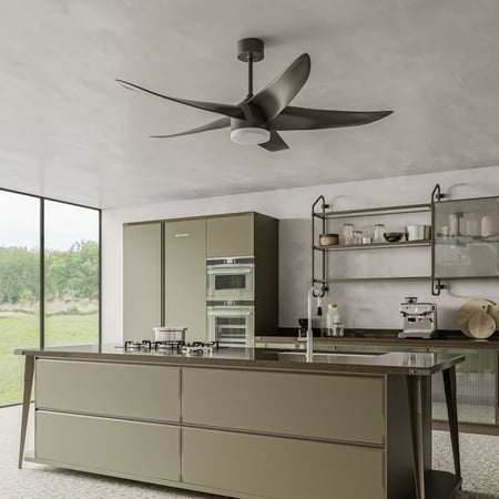 

60 Inch Ceiling Fans with Integrated LED Light Remote Control and DC Moter Black