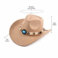 thumbnail image 3 of Qwertyu Western Cowboy Hat for Men Women Classic Roll Up Fedora Hat Cowgirl Cap with Buckle Belt Khaki, 3 of 6