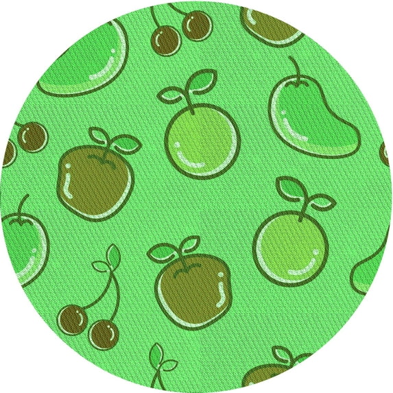 Ahgly Company Machine Washable Indoor Round Transitional Neon Green Area Rugs, 6' Round