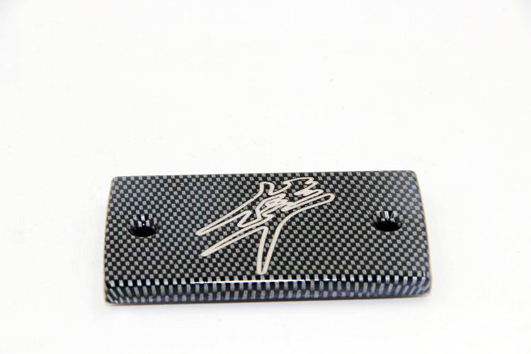 HTTMT Group Motorcycle Carbon Fiber Brake Fluid Reservoir Cap Cover Logo Engraved For 1999-2012 Suzuki Hayabusa GSXR 1300
