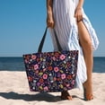 thumbnail image 6 of Gaeub Dancing Skeletons Floral Garden Beach Travel Bag, Multi-Pocket Beach Bag, Summer Vacation Bag, Beach Essentials Tote, 6 of 7