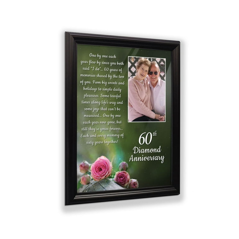 Crossroads Home Décor 60th, Diamond 60th Wedding Anniversary Grandparents Gifts, for Grandparents, 60th Anniversary Card for Parents, Picture Frame