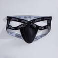 thumbnail image 5 of JOCKMAIL Men's Sexy Ice Silk Jockstarp Bikini Breathable U-Convex Cross V-Low Waist Underwear, 5 of 7