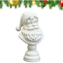 Santa Bust Christmas Tabletop Decoration, Resin White Santa Claus Statue Figurine Ornament, Novelty Holiday Home and Office Decor for Tabletop Bookshelf Desk (6 inch, 1pcs)