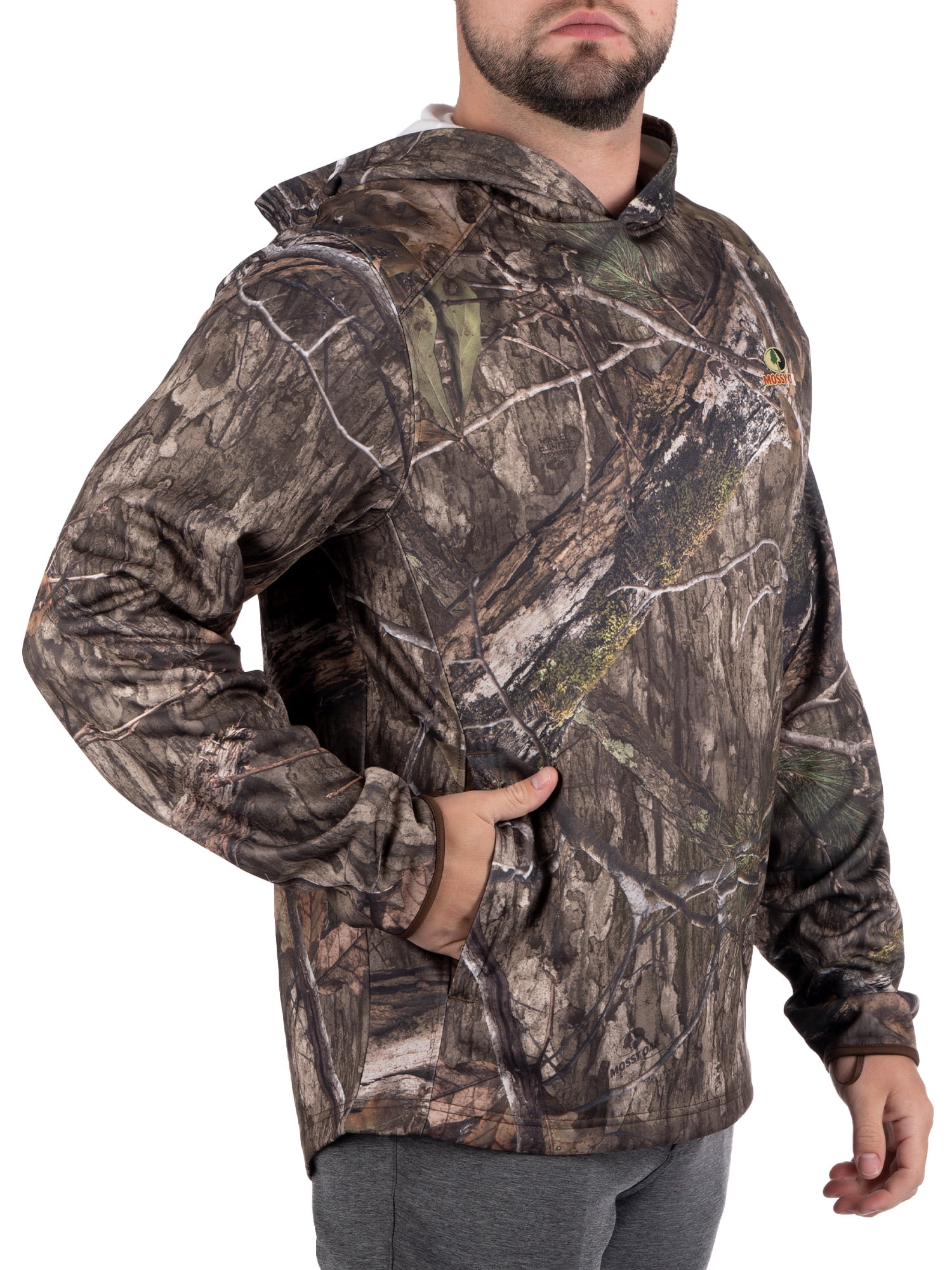 Men's Camo Hunting Performance Hoodie Pullover Sweatshirt by Mossy Oak, Sizes S-3XL