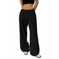 thumbnail image 2 of Pantalones Deportivos Anchos para Mujer, con Cordón, Holgados, de Cintura Alta y Sueltos, Informales Negro M, 2 of 9
