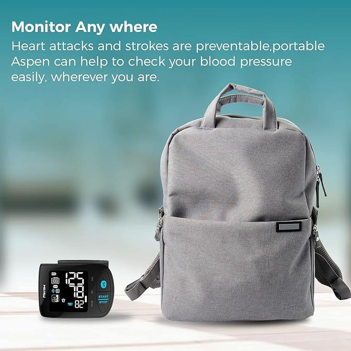 Meraw Aspen Wrist Blood Pressure Monitor,Home Use 5.3-8.5" APP Automatic Bluetooth