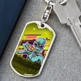thumbnail image 6 of Alien Eating Pizza Stainless Steel or 18k Gold Premium Swivel Dog Tag Keychain, 6 of 10