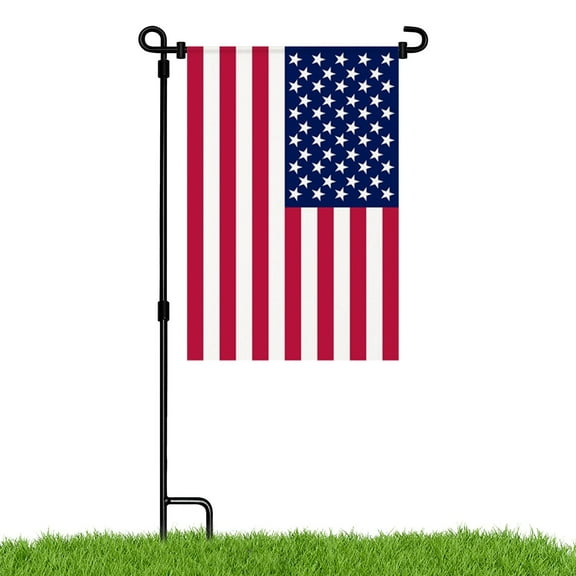 MIZHONA USA American United States Decoration Double Sided Burlap Garden Flag Outdoor Yard Flag 12" x 18"