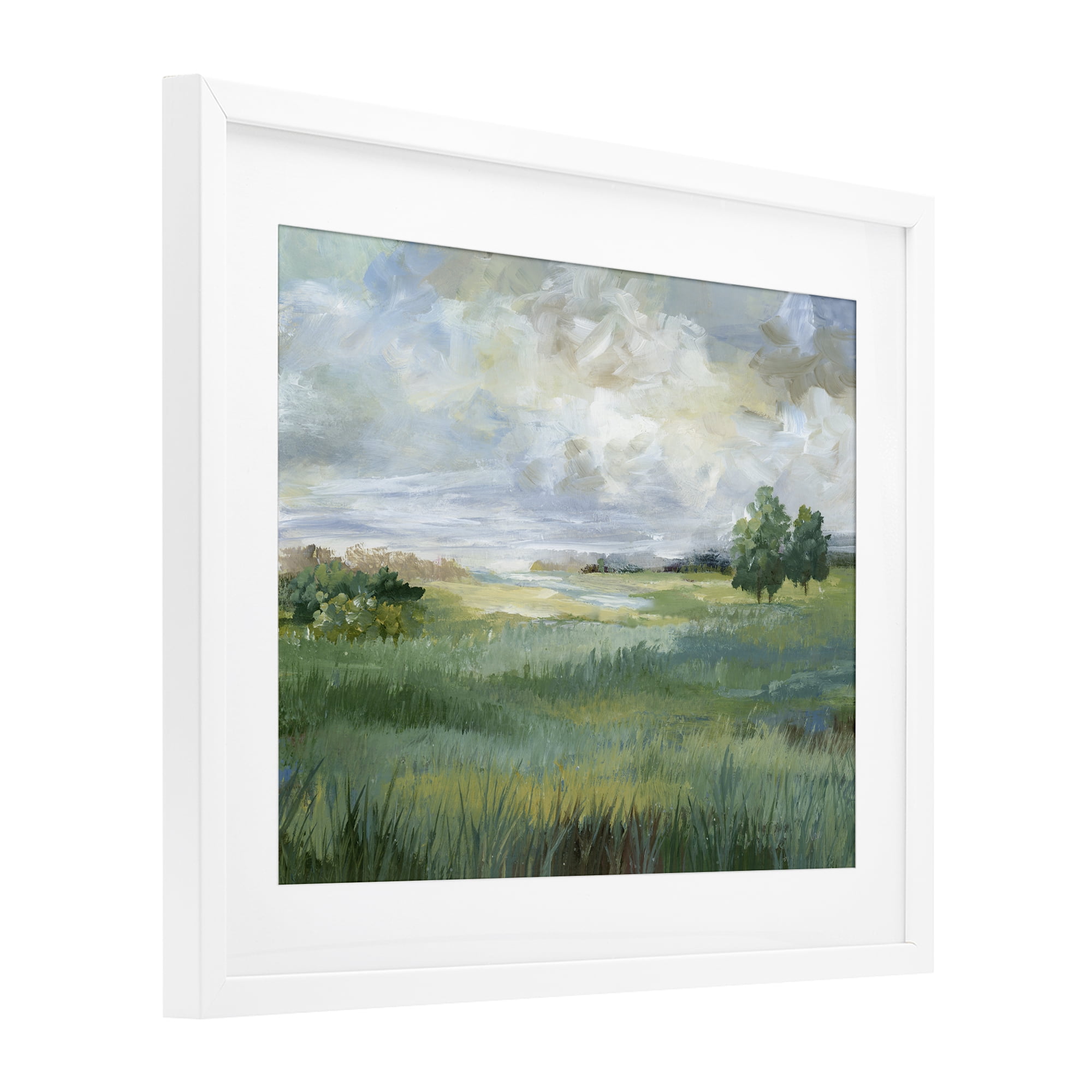 Stupell Industries Idyllic Summer Field White Framed Print Under Glass, design by Nan