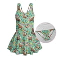 thumbnail image 6 of Uourmeti Girls' Floral & Horse Print Skirted One Piece Swimsuit - Quick Dry, Stretchy Swim Dress for Beach, Pool & Summer Vacation, 6 of 8