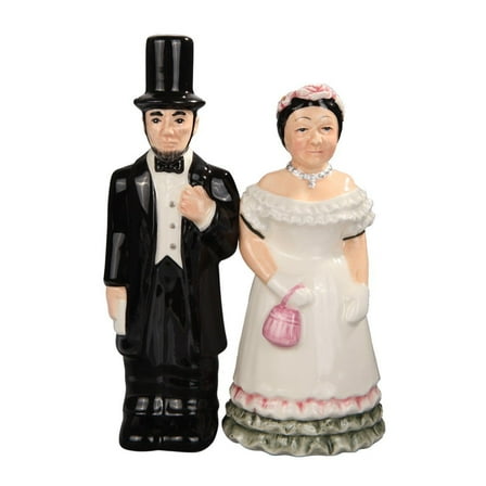 Attractives Magnetic Ceramic Salt Pepper Shakers Abraham Lincoln and Mary