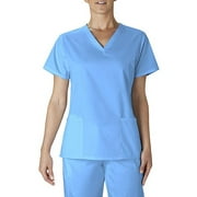Simply Basic V Neck Scrub Top Blue