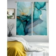 thumbnail image 4 of Sheer Curtains 63 Inches Long, Teal Ombre Light Filtering Window Curtains for Living Room/Bedroom, Modern Marble Ink Painted Abstract Rod Pocket Voile Sheer Curtain Drapes, 52"W x 63"L, 2 Panels, 4 of 8