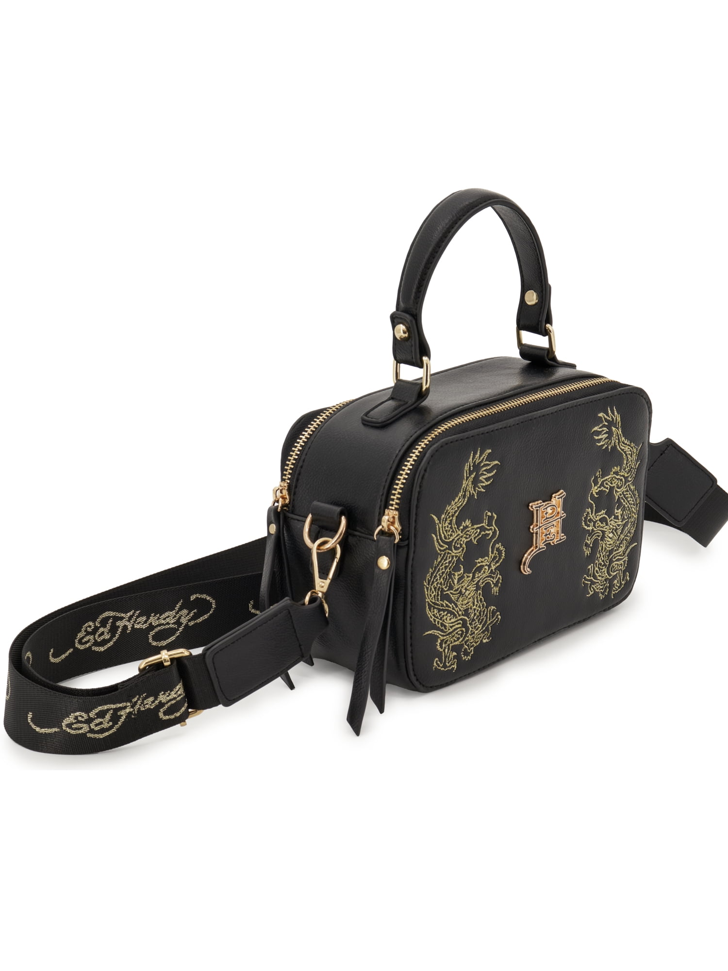 Ed Hardy Women's Tonia Camera Crossbody Bag, Black