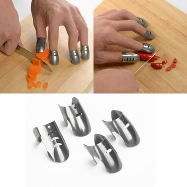 Tkrady 4pcs Kitchen Stainless Steel Finger Nail Protector Hand Cut Guard Safe Slice Knife Tool, Kitchen Finger Cutting Protector For Kitchen Slicing Dicing Clearance Sales Deals Prime!