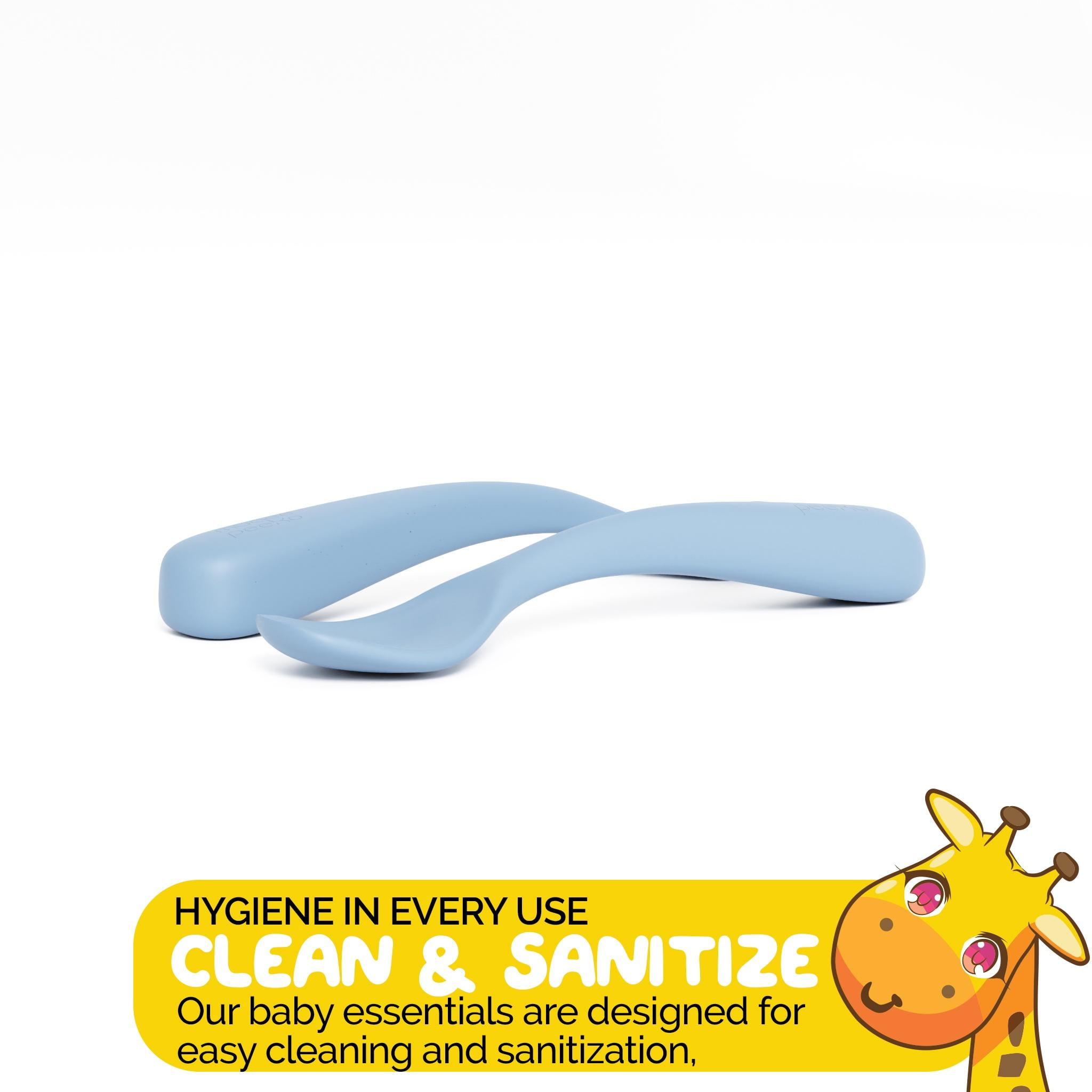 Led Weaning Set with Suction Tray and Baby Utensils by Muqee Peeko in Blue Color - (3 Piece Set)