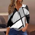 thumbnail image 2 of Camiseta de Mujer Camiseta Estampado Botón Manga 3/4 Diario Fin de Semana Moda Básica Cuello en V Regular Top Gris Claro/S, 2 of 5