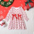 thumbnail image 1 of Vestido estampado de manga larga y cuello redondo para niña, de Navidad, 1 of 8