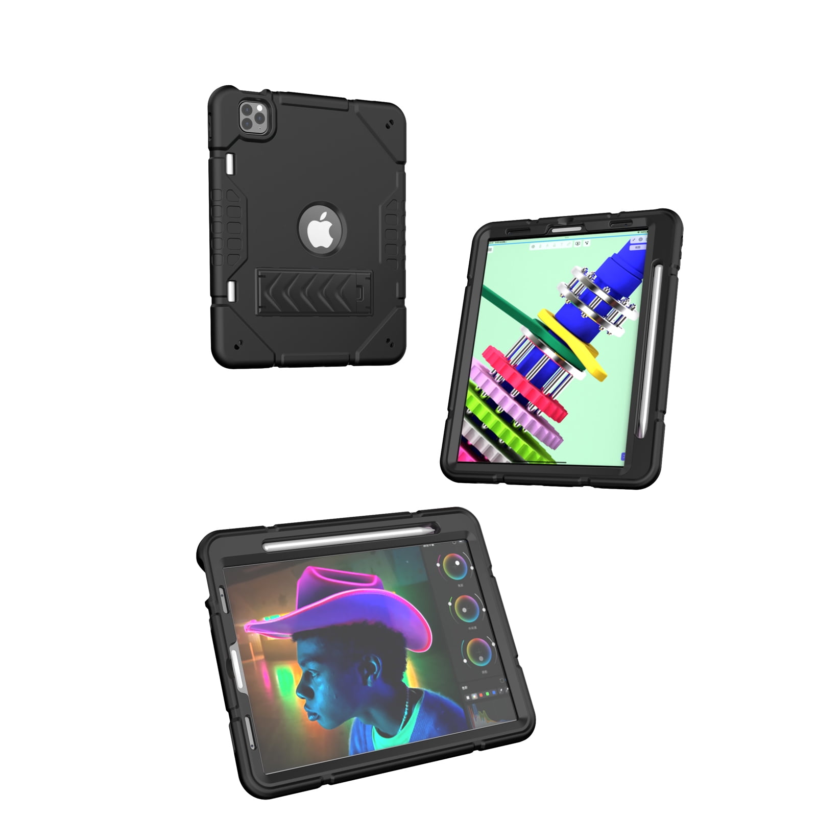 Allytechgroup Heavy Duty Case for Apple iPad 11th Generation 11" 2025 & iPad 10th Generation 10.9" 2022, Rugged Tablet Case with Kickstand Pencil Holder Logo Hole Kids Friendly TPU + PC Cover,Black