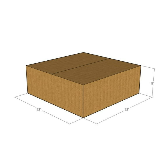 22x22x8 Kraft Brown Corrugated Shipping Boxes, 32 ECT, Qty 25