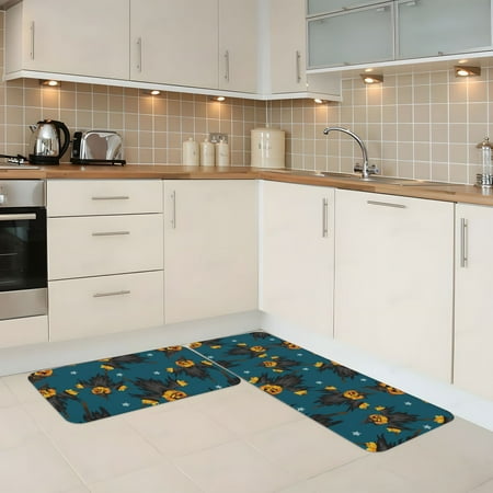 

Kitchen Mats for Floor 2 Piece - Halloween Pumpkins Scarecrow Anti Fatigue Mats for Kitchen Floor Kitchen Rugs Non Slip Washable Mat for Home Kitchen Decor
