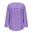 thumbnail image 6 of IROINNID Women Loose Fit Solid Color 3/4 Sleeve Round Neck T Shirt Casual Comfortable Stretch Tee for Daily Wear Spring Fall Fashion Trendy Versatile Basic Tops(Purple#1,L), 6 of 7