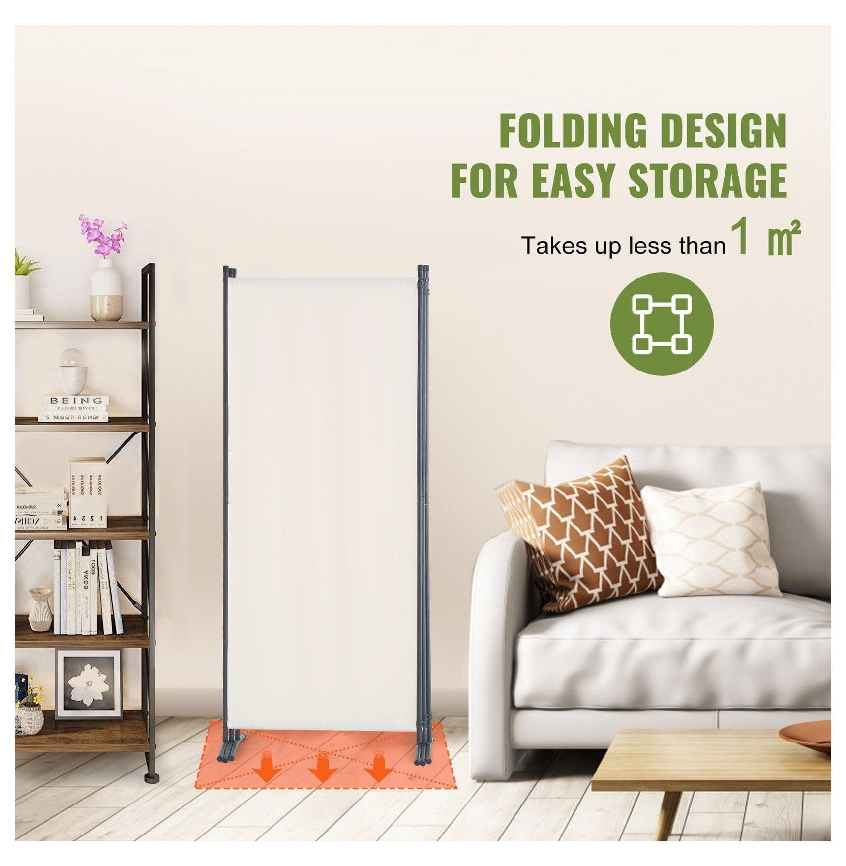 Room Divider 3 Panel, Folding Privacy Screen, Fabric Partition for Home Office Bedroom, Freestanding Decorative Screen, White