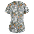 thumbnail image 2 of Scrub Top Women Black，Womens Scrub Tops - Short Sleeve V-Neck Easter Printed Scrub Top Women Uniform Shirts with Side Pockets，Dark Gray，XL, 2 of 4