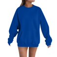 thumbnail image 1 of Breezora Chandail à Capuchon à Poche Surdimensionné pour Femmes, Col Rond, Chandail Décontracté Confortable, Taille P, Bleu, 1 of 5