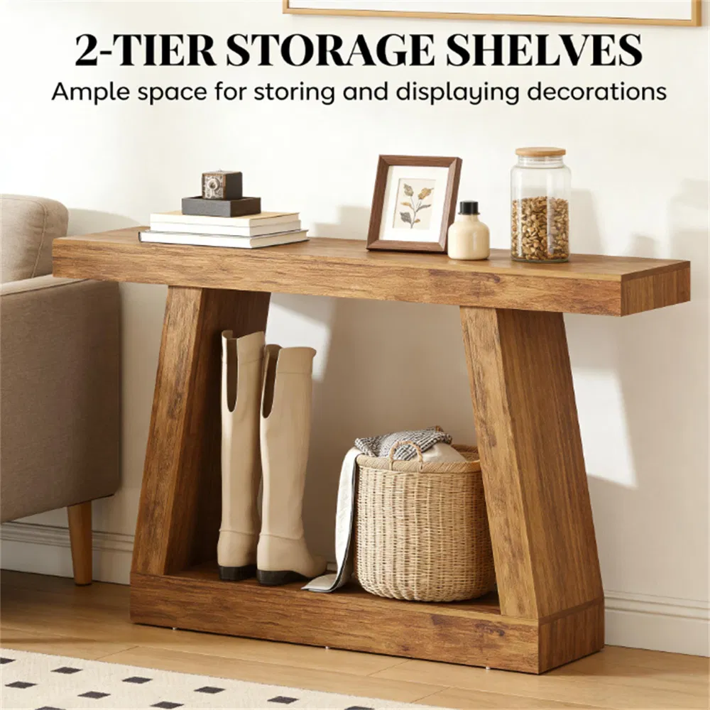 Dark Brown Console Table with Storage, Entryway Table Narrow Sofa Table for Hallway Lobby Living Room Entrance