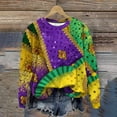 thumbnail image 2 of Women's Plus Size Mardi Gras Sweatshirt - Tie Dye Carnival Print Oversized Pullover, Vibrant Feather/Mask Graphic Spring Festival Top, 2 of 6