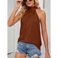 thumbnail image 4 of LAVA Women's Sleeveless Tie Halter Neck Summer Tops Casual Tank Top Blouse Shirts (Brown, S), 4 of 7