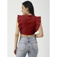 thumbnail image 2 of Moomaya Button Down Solid Cotton Crop Top, Frilled Sleeve Tops Summer Clothing, 2 of 8