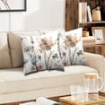 thumbnail image 6 of Floral Pillow Covers 16x16, Watercolor Teal Brown Cream Grey Flower Pillow Cushion Cases, Abstract Modern Decorative Throw Pillows for Sofa Couch Living Room Bedroom Car, Set of 2, 6 of 6